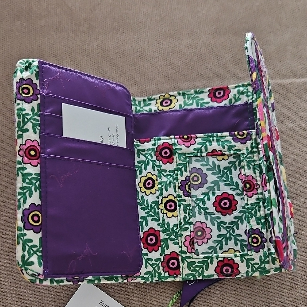 Vera Bradley Quilted Floral Wallet Pink and Purple - Picture 2 of 3